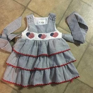 Patriotic American flag smocked dress